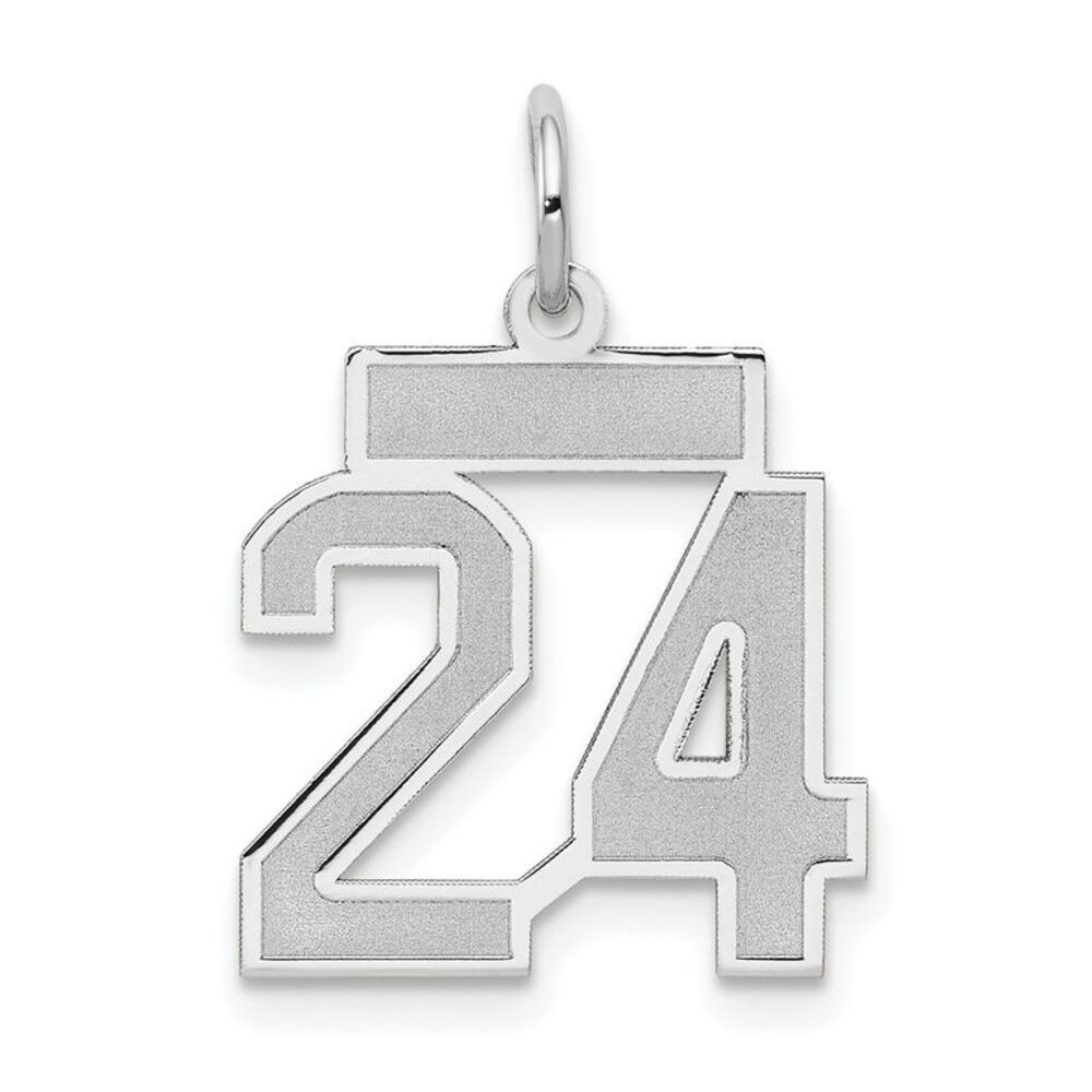 14k White Gold, Jersey Collection, Small Number 24 Pendant